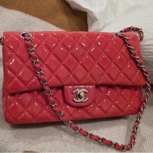 CHANEL Pink and Red Quilted Shoulder Bag